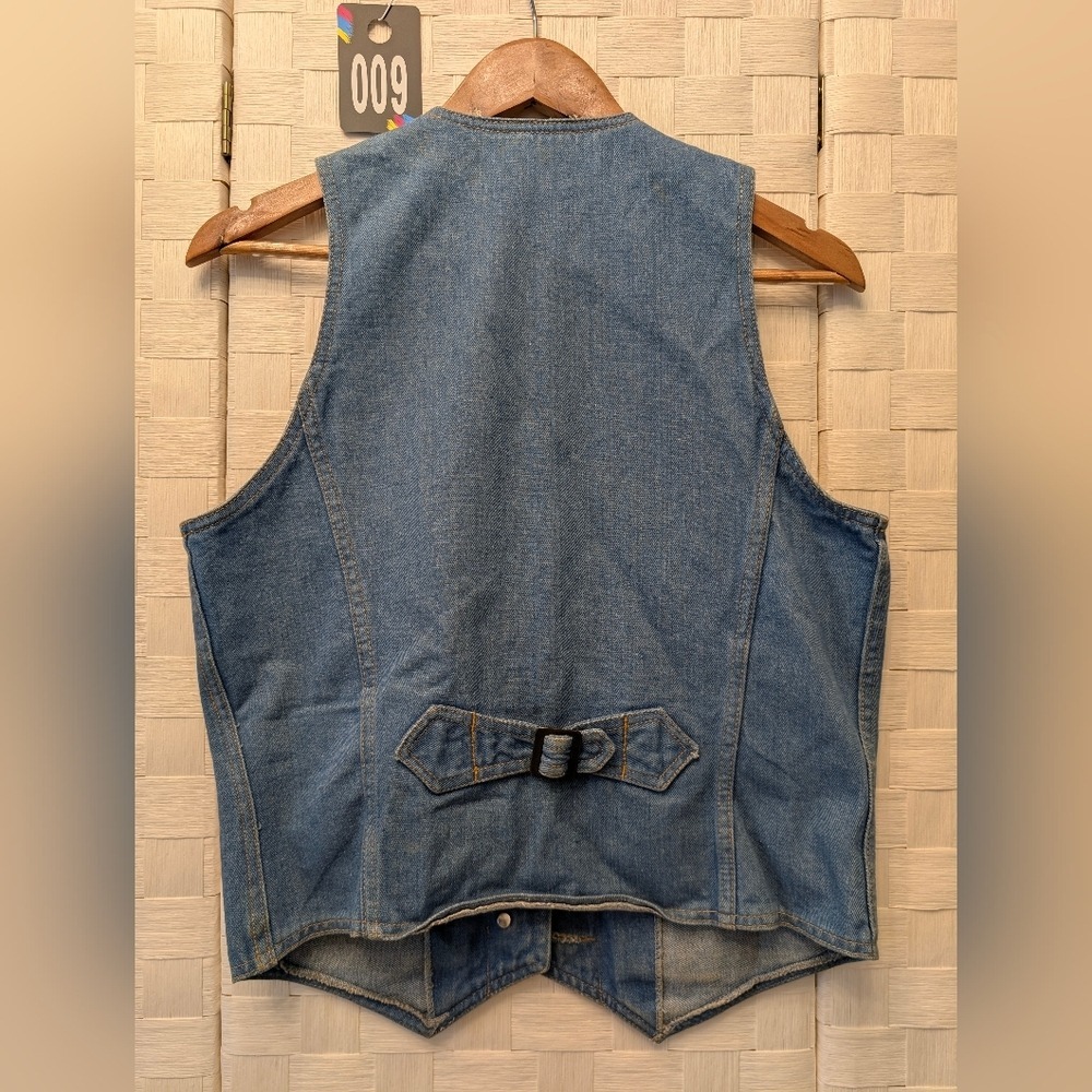 Vintage Pentimento Denim Vest Medium Wash Cinch Back Charms Womens Large B-7 - Picture 8 of 11